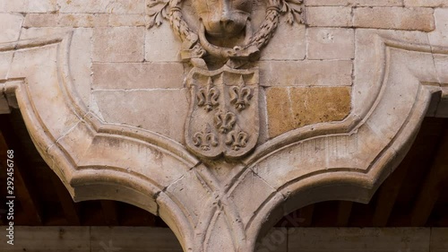 Detail in the patio in Casa de las Conchas, Salamanca city, Salamanca province, Castilla y Leon, Spain, Europe photo