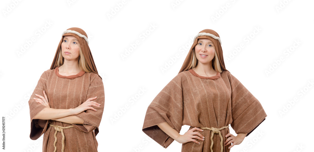 Woman in traditional arabian costume isolated on white Woman in traditional arabian costume isolated on white