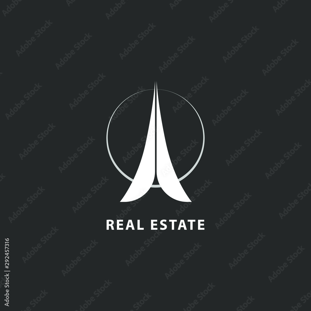 Fototapeta premium Real estate logo isolated. Tower vector image.