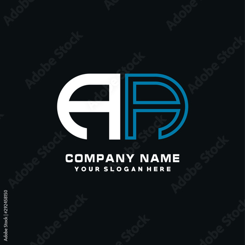 AA initial logo oval shaped letter. Monogram Logo Design Vector, color logo white blue, white yellow,black background.