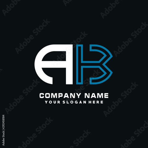 AK initial logo oval shaped letter. Monogram Logo Design Vector, color logo white blue, white yellow,black background.
