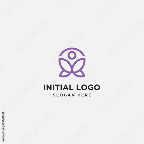 leaf human logo design template - vector