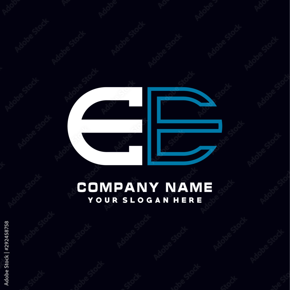 EE initial logo oval shaped letter. Monogram Logo Design Vector, color logo white blue, white yellow,black background. EE initial logo oval shaped letter. Monogram Logo Design Vector, color logo white blue, white yellow,black background.