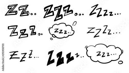 handdrawn zzz symbol for doodle sleep illustration vector