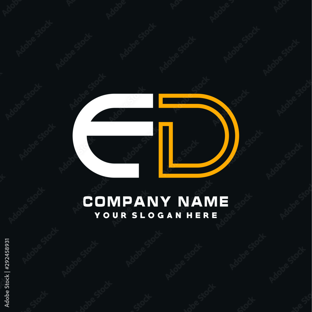 FD initial logo oval shaped letter. Monogram Logo Design Vector, color logo white blue, white yellow,black background. FD initial logo oval shaped letter. Monogram Logo Design Vector, color logo white blue, white yellow,black background.
