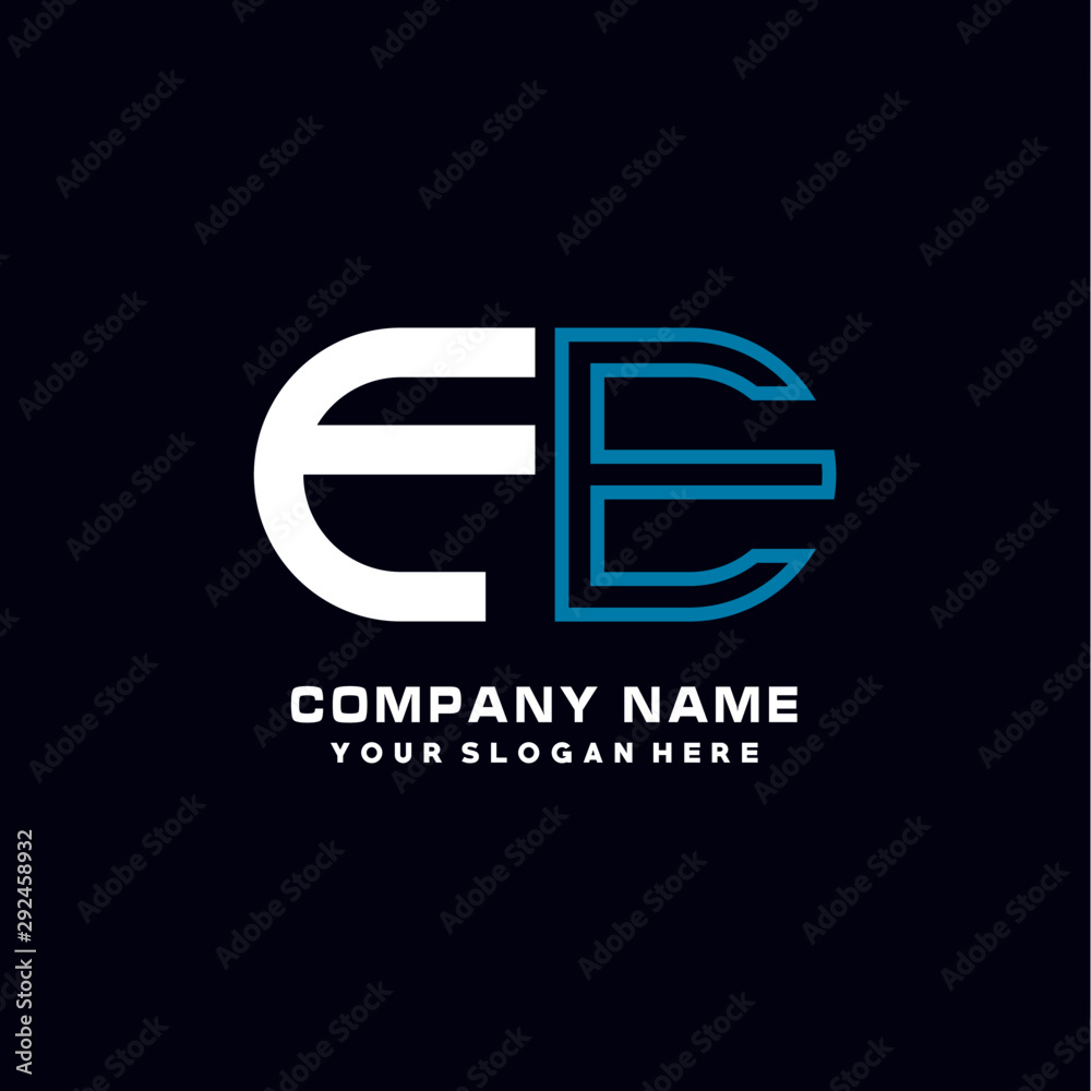 FE initial logo oval shaped letter. Monogram Logo Design Vector, color logo white blue, white yellow,black background. FE initial logo oval shaped letter. Monogram Logo Design Vector, color logo white blue, white yellow,black background.