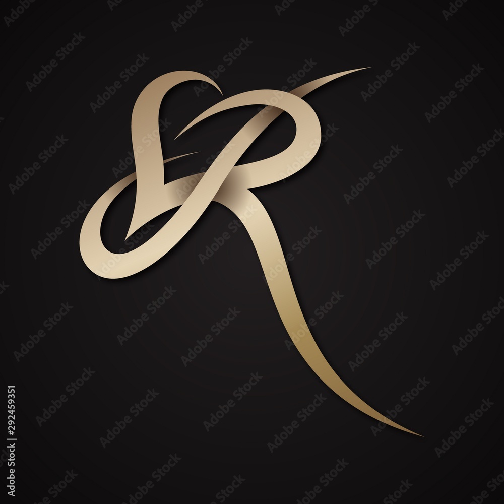 Creative luxury letter R shaped love design vector symbol Stock ...