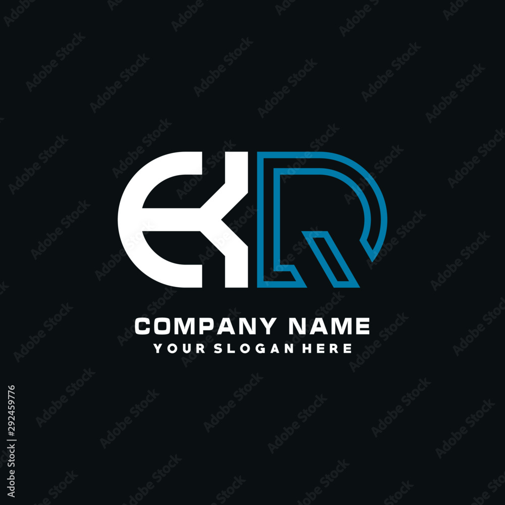 custom made wallpaper toronto digitalKQ initial logo oval shaped letter. Monogram Logo Design Vector, color logo white blue, white yellow,black background.