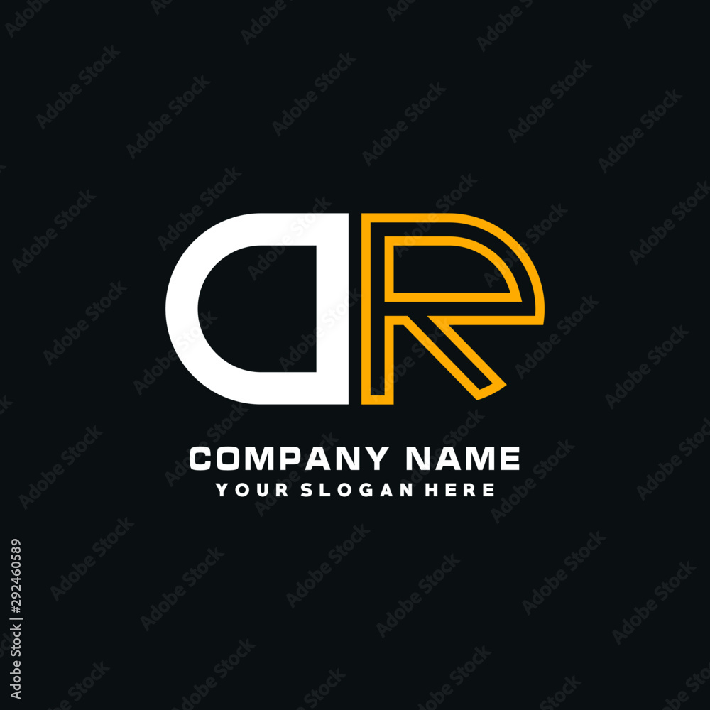 OR initial logo oval shaped letter. Monogram Logo Design Vector, color logo white blue, white yellow,black background. OR initial logo oval shaped letter. Monogram Logo Design Vector, color logo white blue, white yellow,black background.