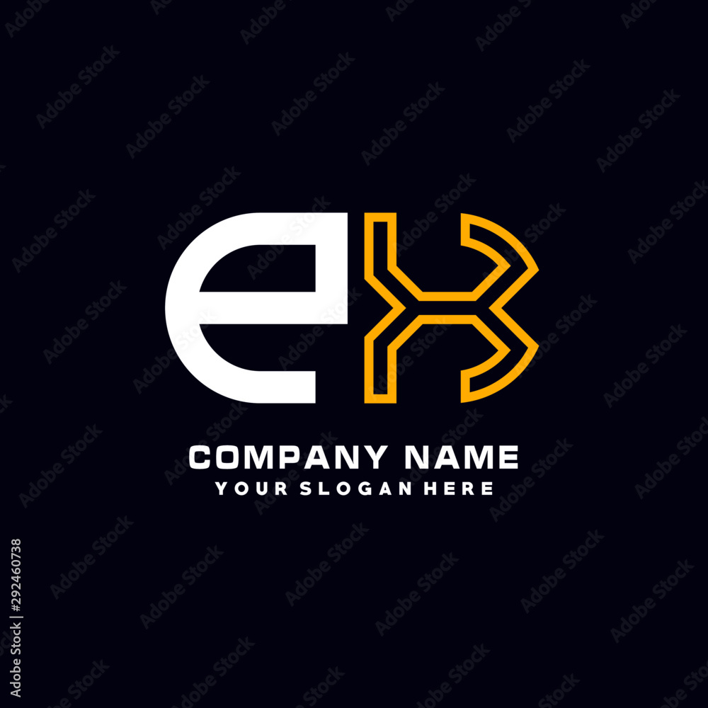 PX initial logo oval shaped letter. Monogram Logo Design Vector, color logo white blue, white yellow,black background.