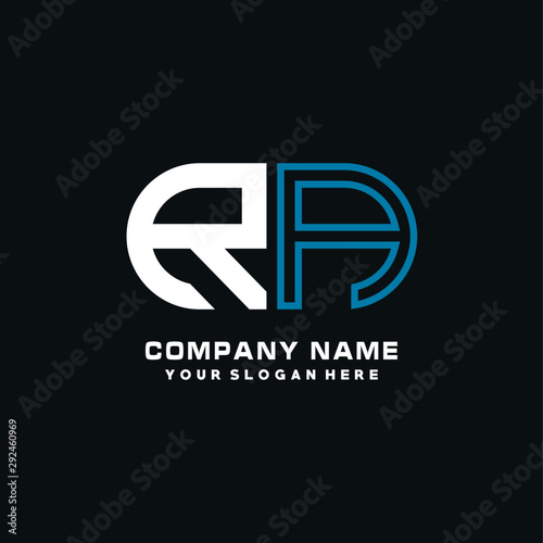 RA initial logo oval shaped letter. Monogram Logo Design Vector, color logo white blue, white yellow,black background.