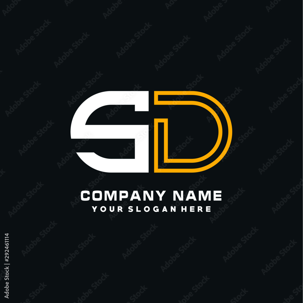 SD initial logo oval shaped letter. Monogram Logo Design Vector, color logo white blue, white yellow,black background. SD initial logo oval shaped letter. Monogram Logo Design Vector, color logo white blue, white yellow,black background.