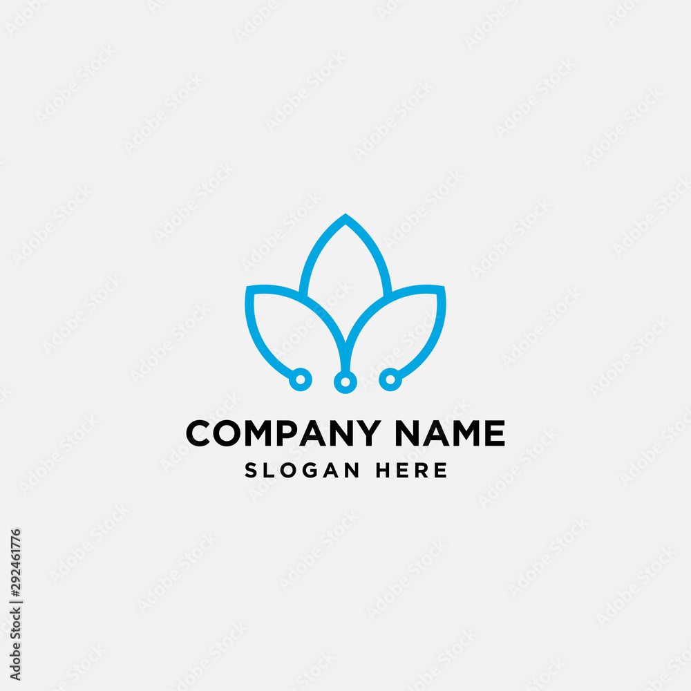 leaf tech logo design template - vector