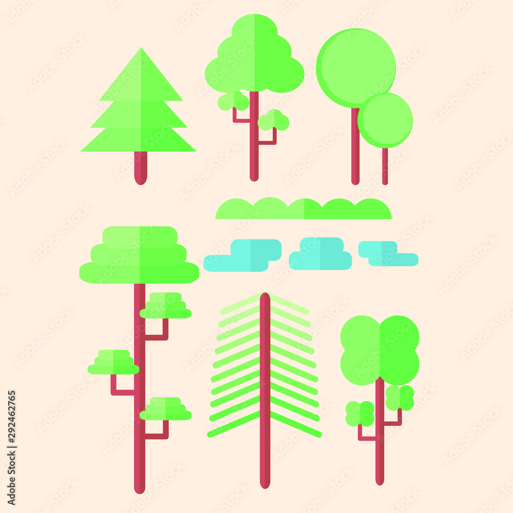 Collection Cartoon Tree Flat Design Illustration Collection Cartoon Tree Flat Design Illustration