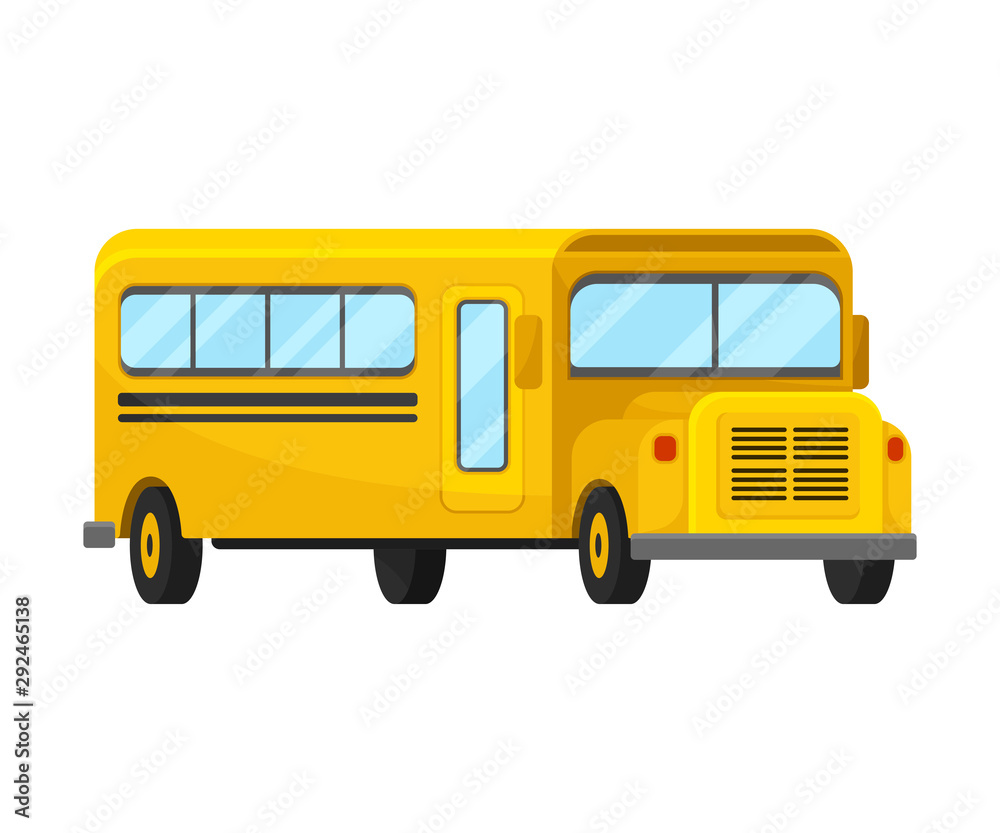 Yellow School Bus Of Corner Projection Of Classic Style Vector Illustration
