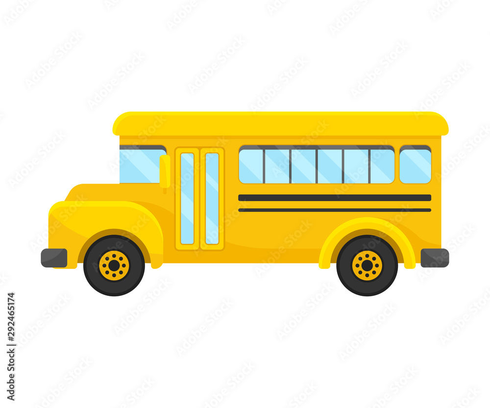 Yellow School Bus Vector Illustration Of Left Side Projection