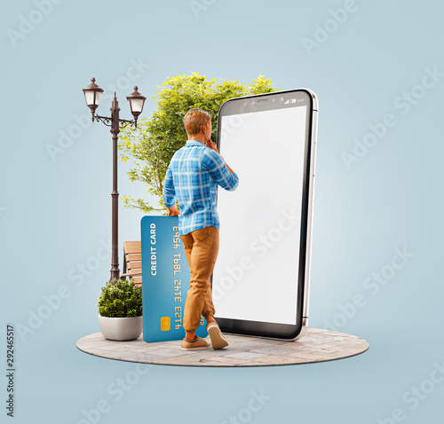Unusual 3d illustration smart phone application