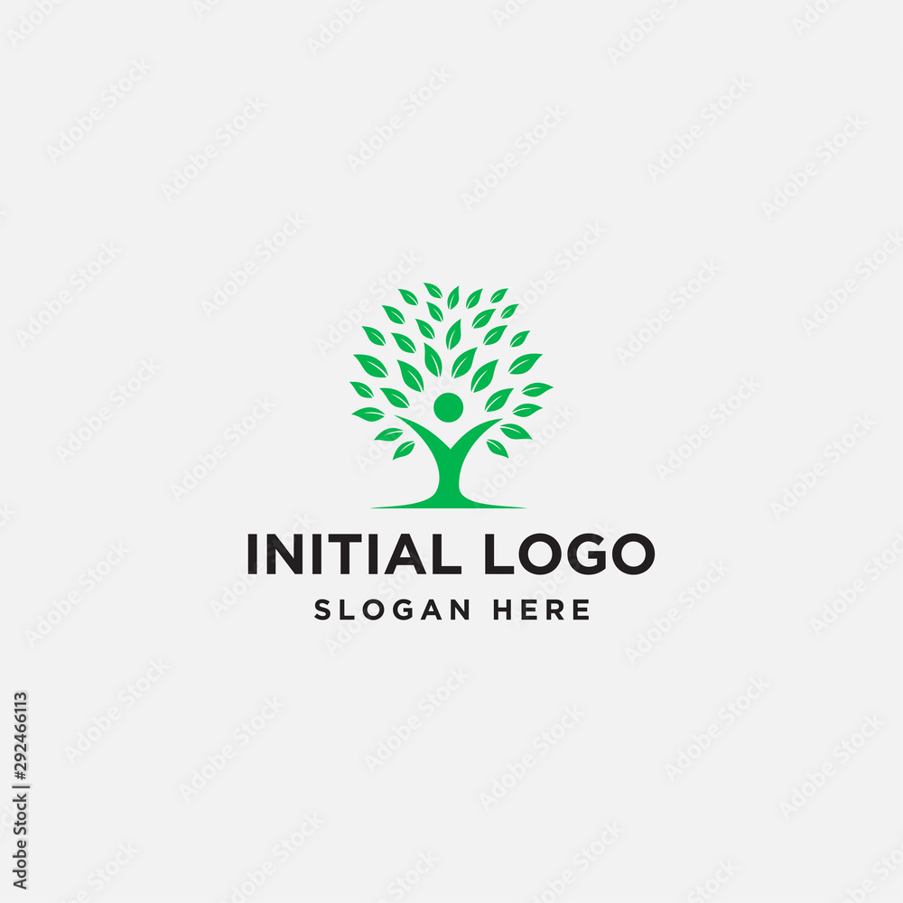tree leaf logo design template - vector
