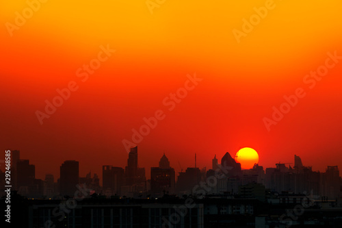 skyline at sunset