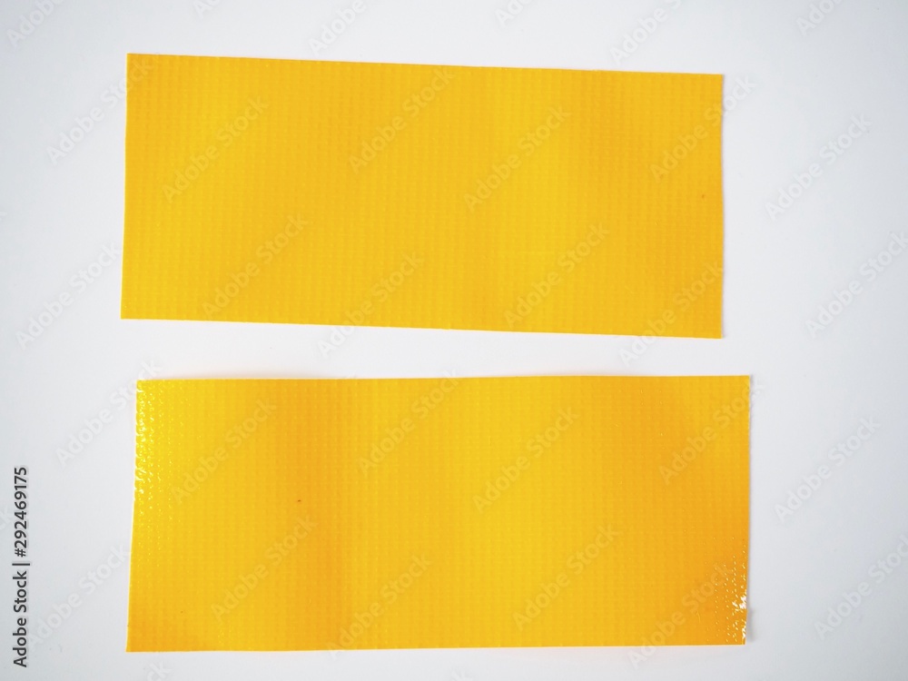 Set of banners color yellow scotch tape, sticky tape cut isolated on white background. can use business-paperwork-banner products