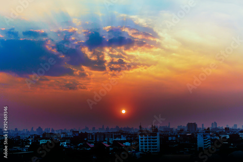 sunset over the city