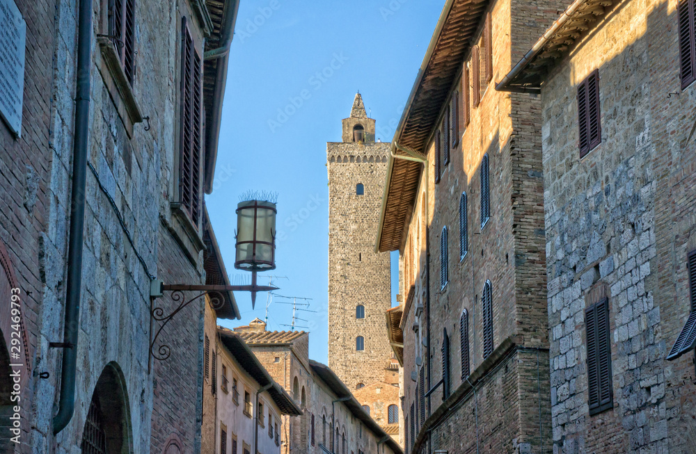 Alley in the medieval town of San Gimignano - Tuscany Italy