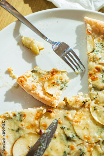 pizza with gorgonzola and pear photo