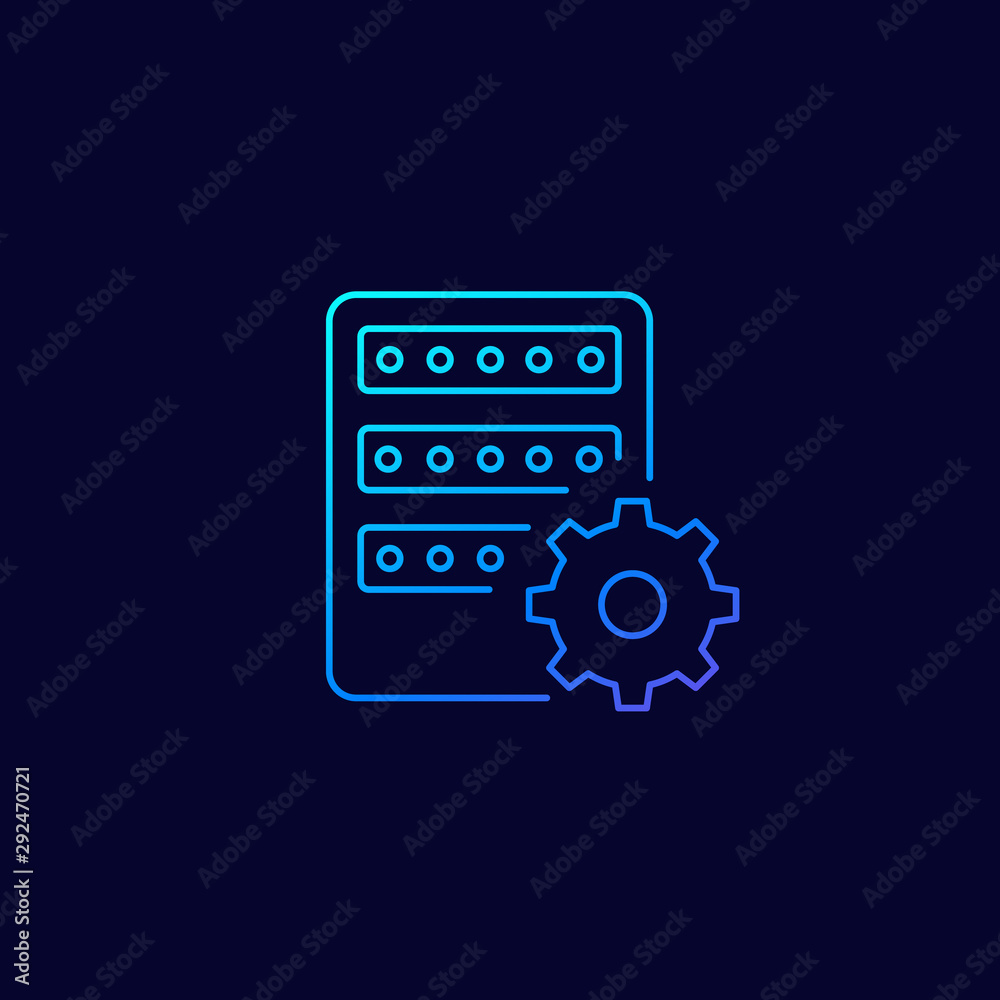 mainframe, server settings, vector linear icon mainframe, server settings, vector linear icon