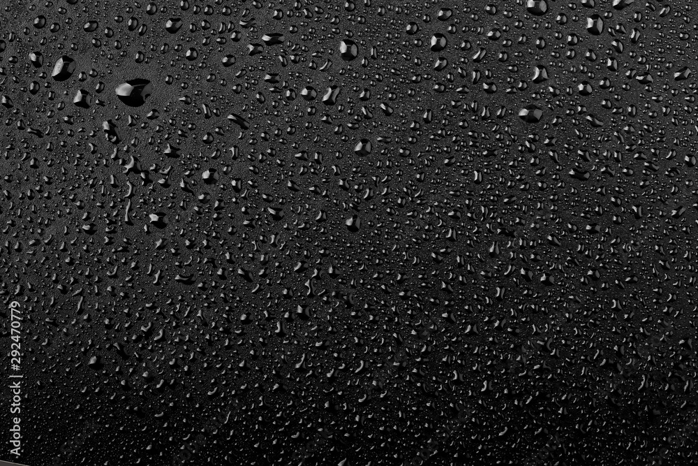 Water droplets on black background - obrazy, fototapety, plakaty 