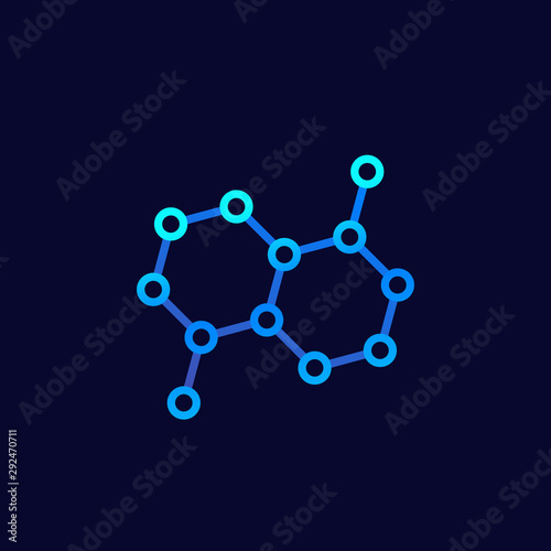 graphene, carbon molecule structure vector icon