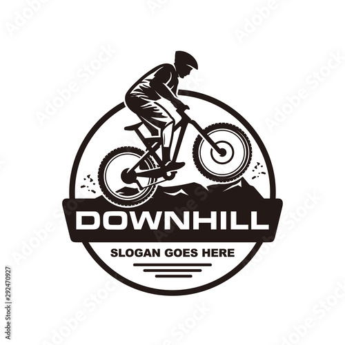 Downhill mountain bike logo vector