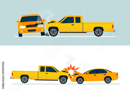 Vector illustration with car accident. Two web banner with different car accidents situations.