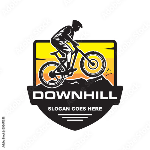 Downhill mountain bike logo vector