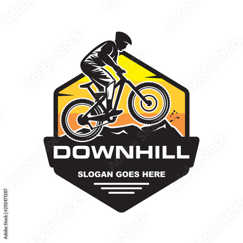 Downhill mountain bike logo vector