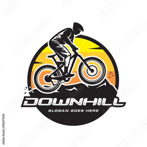 Downhill mountain bike logo vector