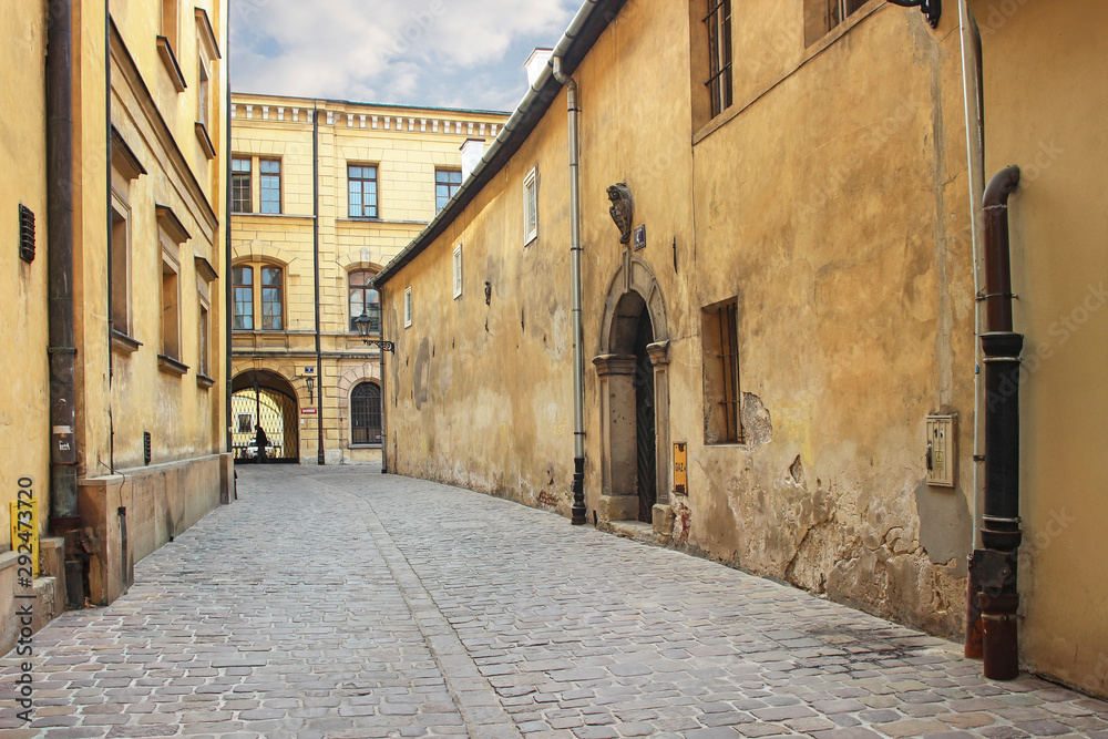 KRAKOW, POLAND - MAY 25, 2019: Old tenements by the Senacka street