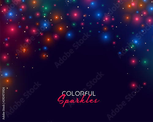 colorful neon sparkles on dark background design