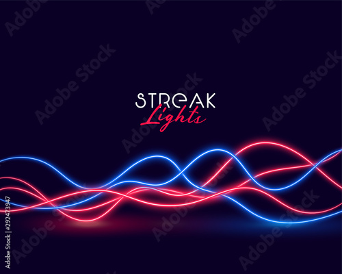 glowing wavy neon light streak abstract background