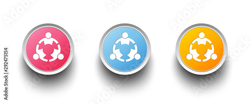 3D Icon set Teamwork People three person group. Vector design