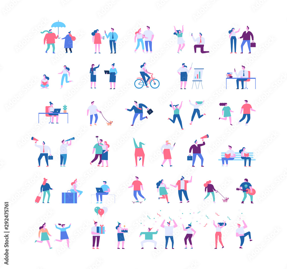Flat vector people big vector set. Crowd of people. Various male and ...
