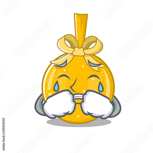 Crying christmas ball gold on a character