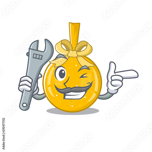 Mechanic golden christmas balls hung cartoon walls