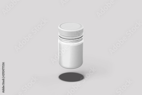 Blank packaging Plastic bottle for medicine product isolated on white background. 3D rendering.
