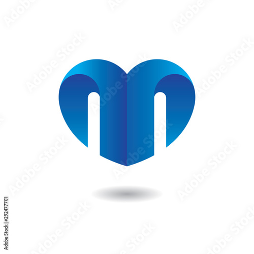 initial m love logo vector premium