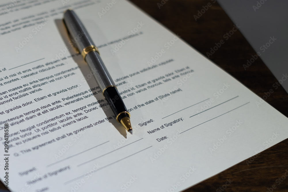 Pen on paper background Selected focus Pen on paper background Selected focus