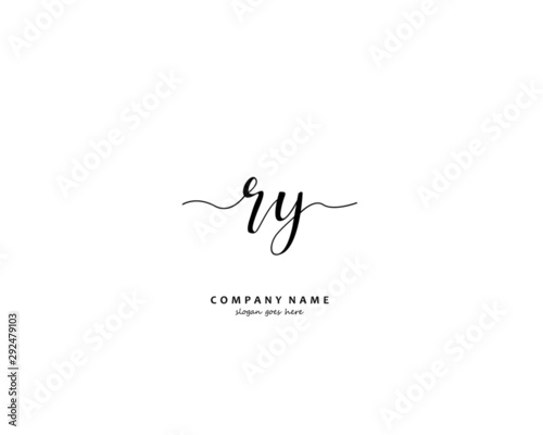  RY Initial handwriting logo vector