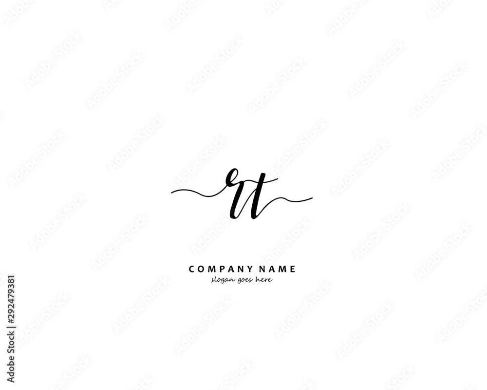  RT Initial handwriting logo vector