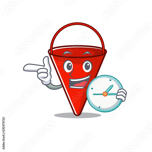 With clock fire bucket isolated with the cartoon
