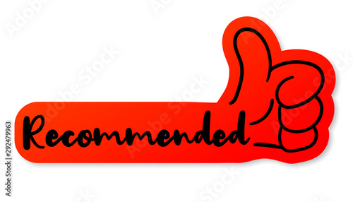 Thumb up "like" hand symbol. Vector, EPS10. banner recommended with thumbs up