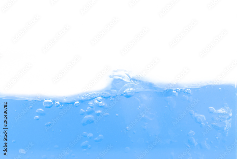 Side view of transparent water with bubble on white background for graphic use Side view of transparent water with bubble on white background for graphic use